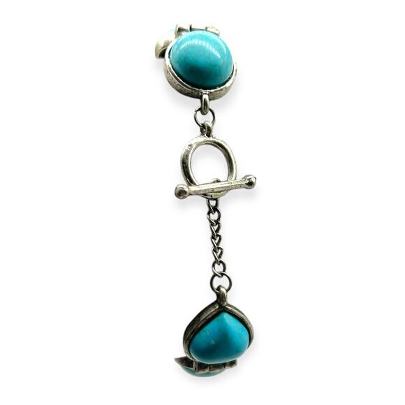 Burnished Silver Bracelet Turquoise Multi Shaped Semi Precious Stone Howlite - Picture 11 of 11